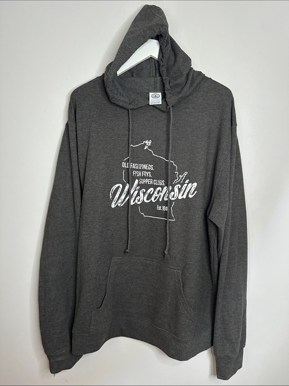 Wisconsin Graphic Hooded Sweatshirt - Charcoal size 2XL